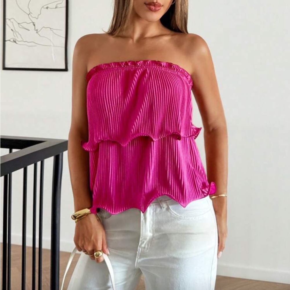 Like New Elegant Pink Strapless Top